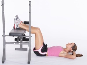 Ab Crunch with feet up on a bench